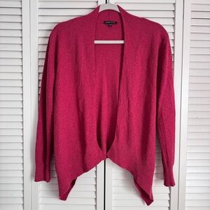 Eileen Fisher Wool Textured Draped Open Cardigan Sweater Raspberry Size Small